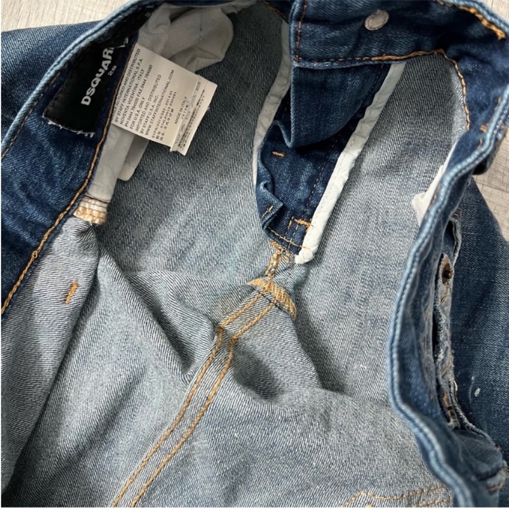 DSQUARED2 Distressed Skinny Skater Patchwork Jeans Blue Size 29 - Picture 10 of 16